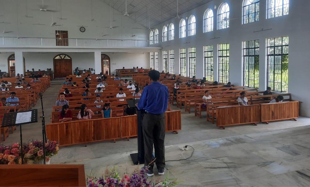 Lotha Baptist Church, Bhandari reopened on June 21 to celebrate Father's Day service maintaining social distancing. (DIPR Photo)